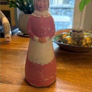 Vintage Mrs. Butterworth Hand Painted Glass Syrup Bottle Folk Art Detailed